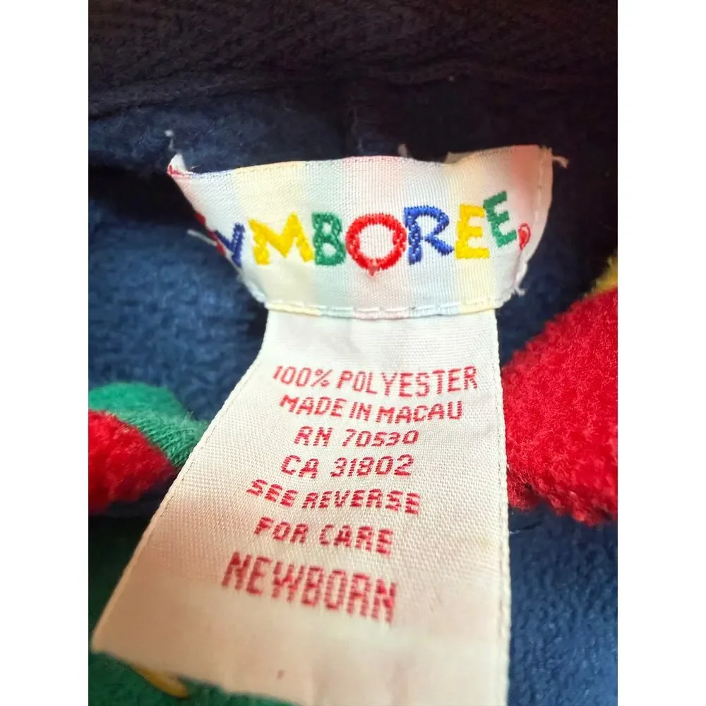 Vintage Gymboree Newborn Colorblock Fleece Hooded Snowsuit One Piece Baby